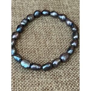 Genuine Tahitian Pearl Bracelet Iridescent Peacock Multi-Color Luster